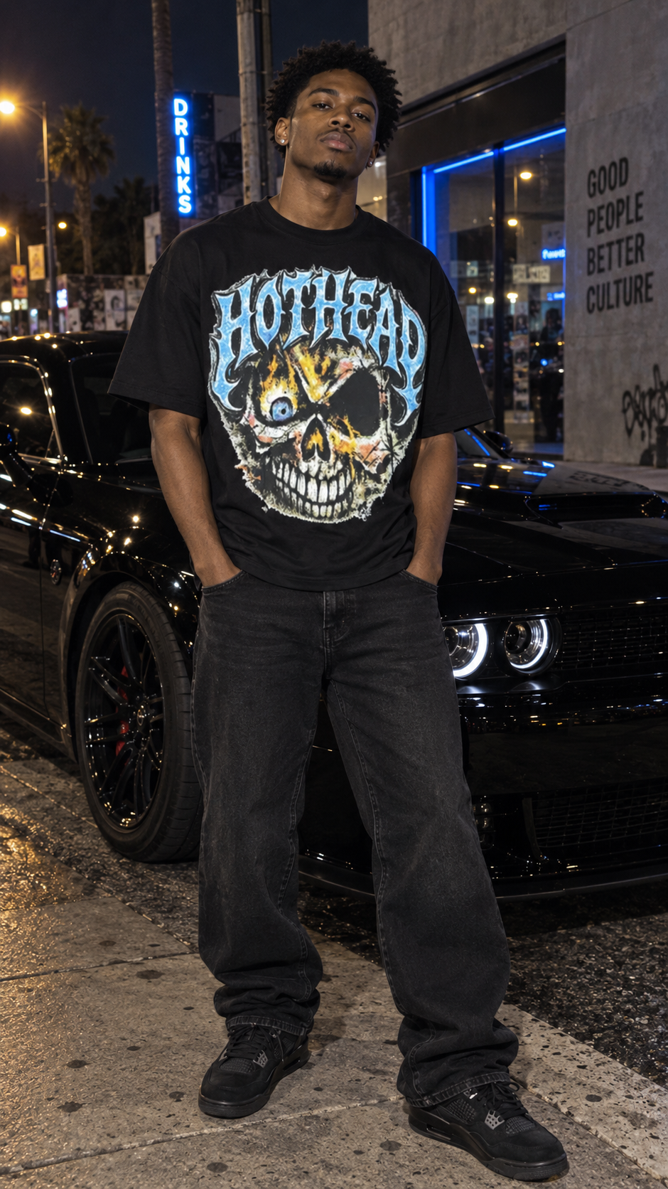 Black Hothead Blue Skull Shirt